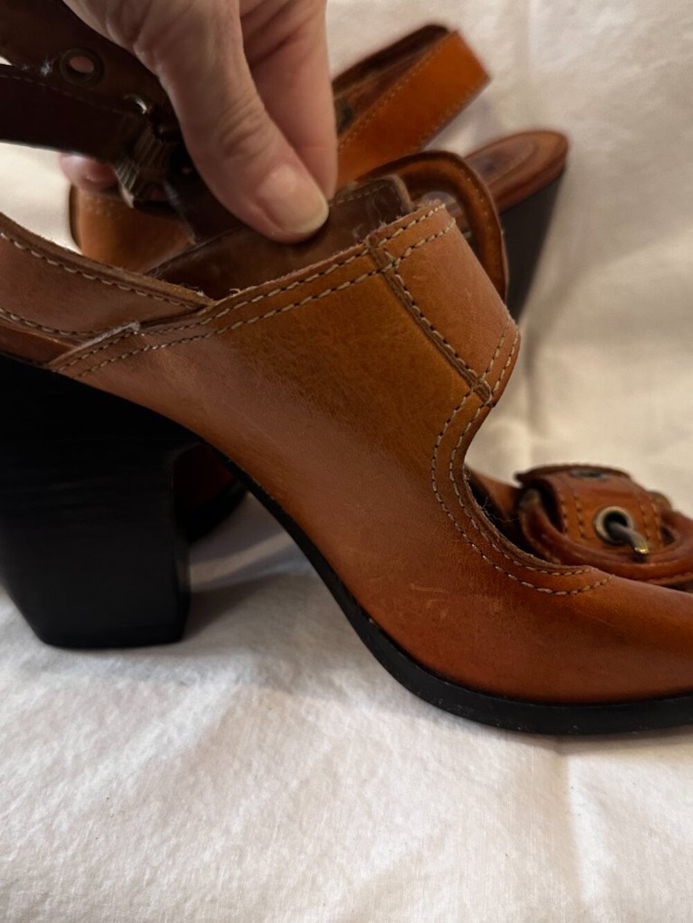 FRYE Amy Sling Back Brown Leather Vintage Size 9 - Picture 4 of 7